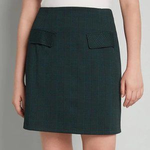 Modcloth Green Plaid Mini Skirt, Size XL